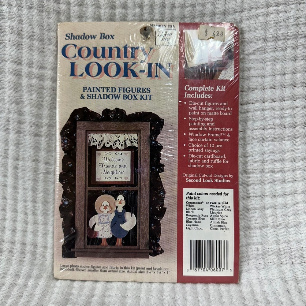 VTG Shadow Box Kit Craft Country Geese Figures Window Frame cottage core NEW